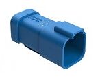 Blue thermoplastic DIP Connector offering diverse terminal types designed for in temperature ranges minus 55 to plus 125 degrees Celsius